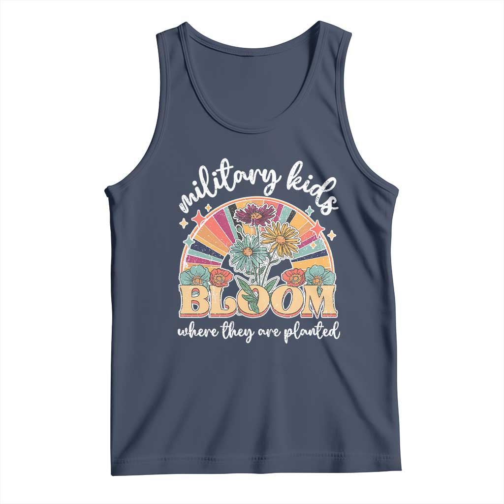 Military Kids Bloom Where They Are Planted Tank Top Military Child Month Retro Vintage Flowers
