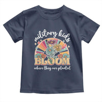 Military Kids Bloom Where They Are Planted Toddler T Shirt Military Child Month Retro Vintage Flowers