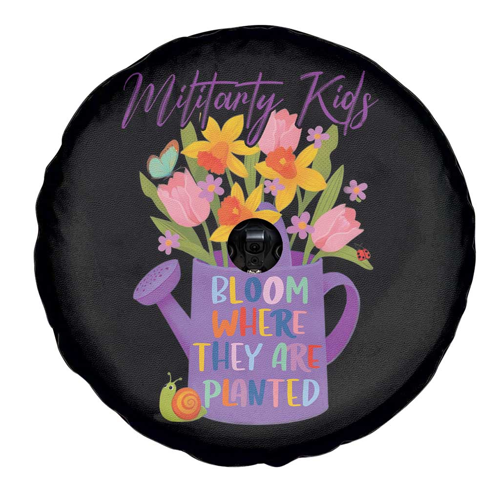 Military Kids Bloom Where They Are Planted Spare Tire Cover Military Child Month Flower