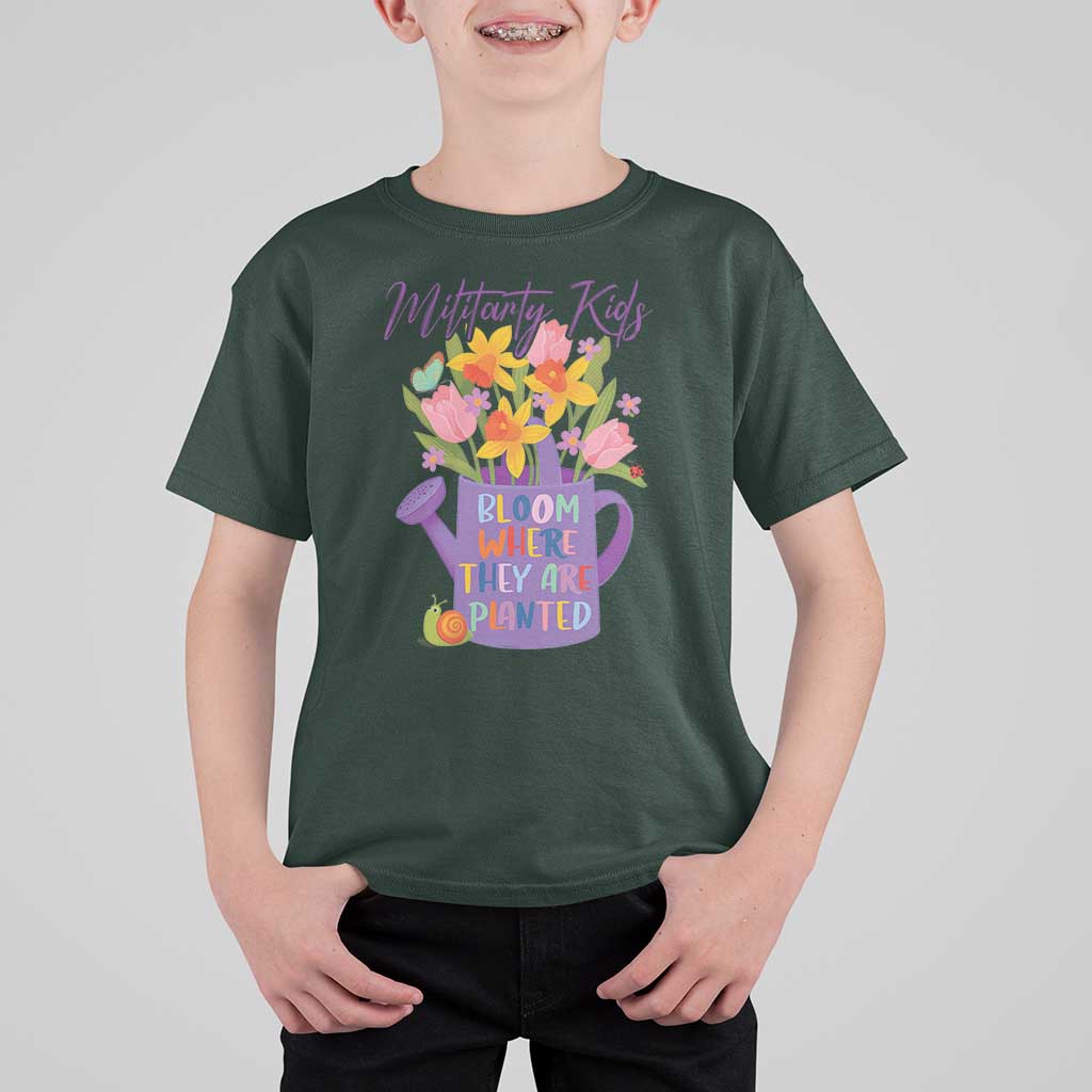 Military Kids Bloom Where They Are Planted T Shirt For Kid Military Child Month Flower