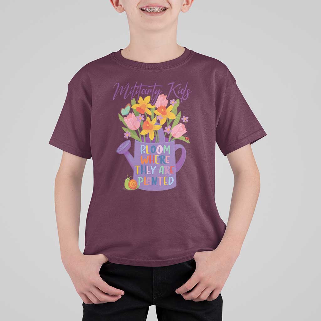 Military Kids Bloom Where They Are Planted T Shirt For Kid Military Child Month Flower