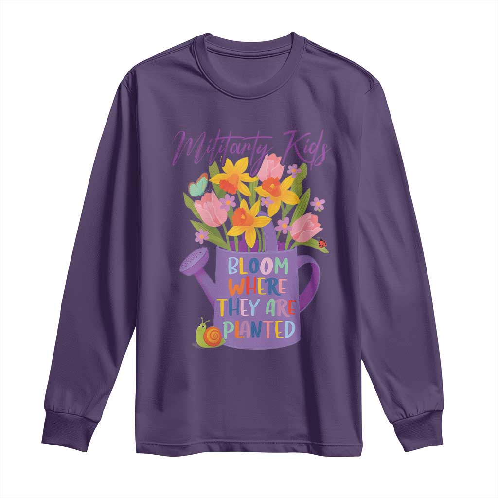 Military Kids Bloom Where They Are Planted Long Sleeve Shirt Military Child Month Flower