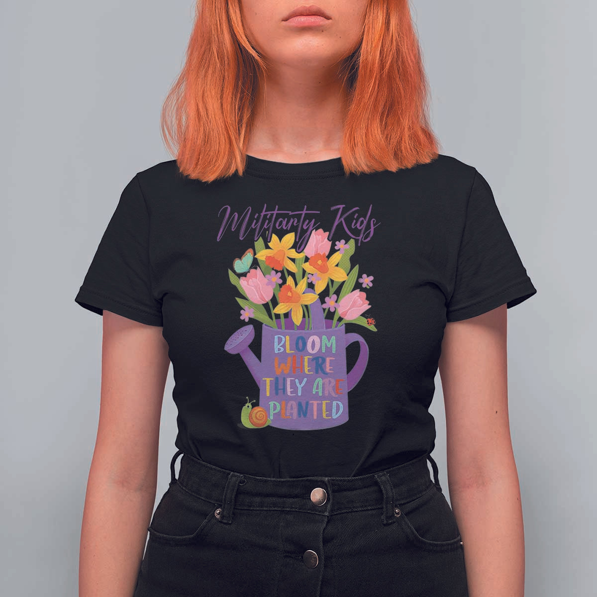 Military Kids Bloom Where They Are Planted T Shirt For Women Military Child Month Flower