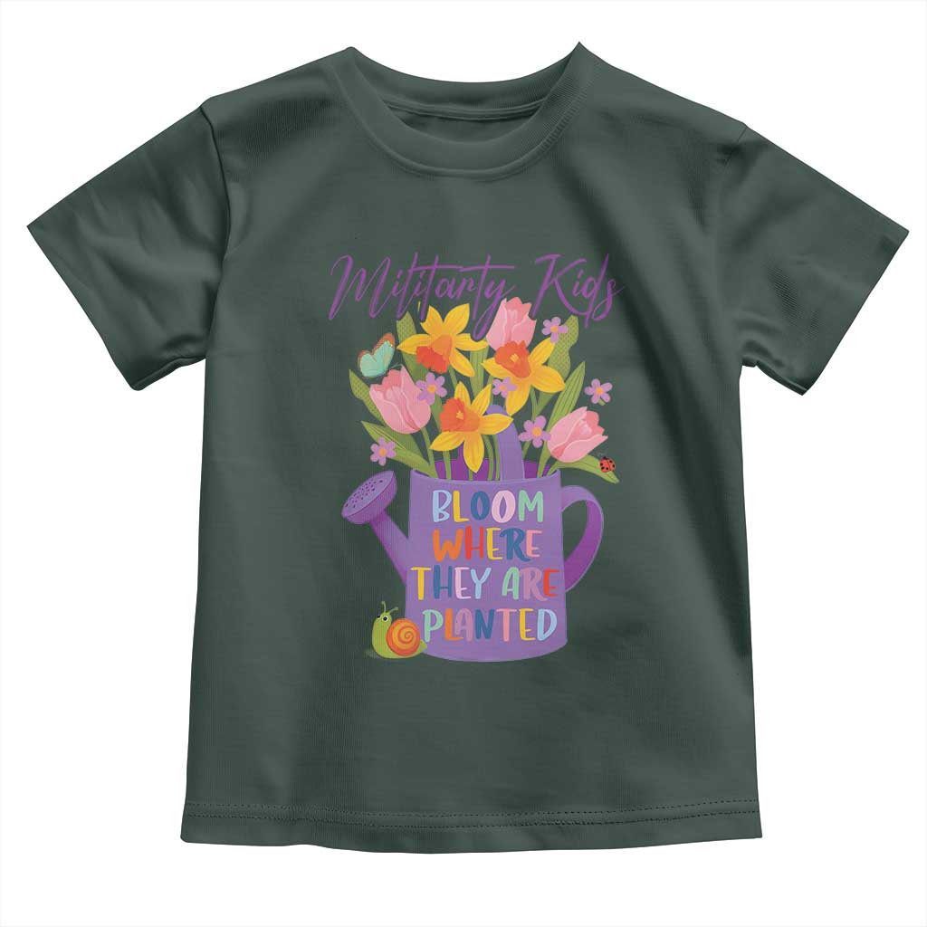 Military Kids Bloom Where They Are Planted Toddler T Shirt Military Child Month Flower