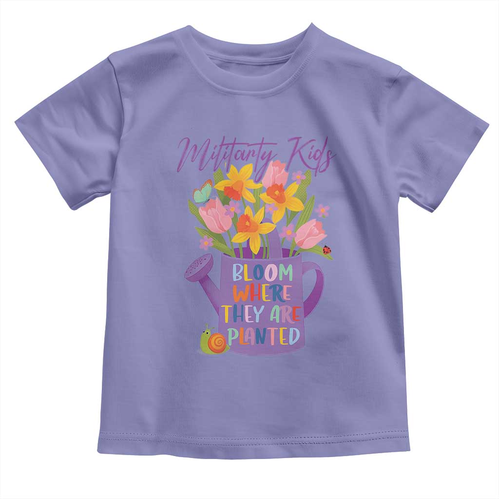 Military Kids Bloom Where They Are Planted Toddler T Shirt Military Child Month Flower