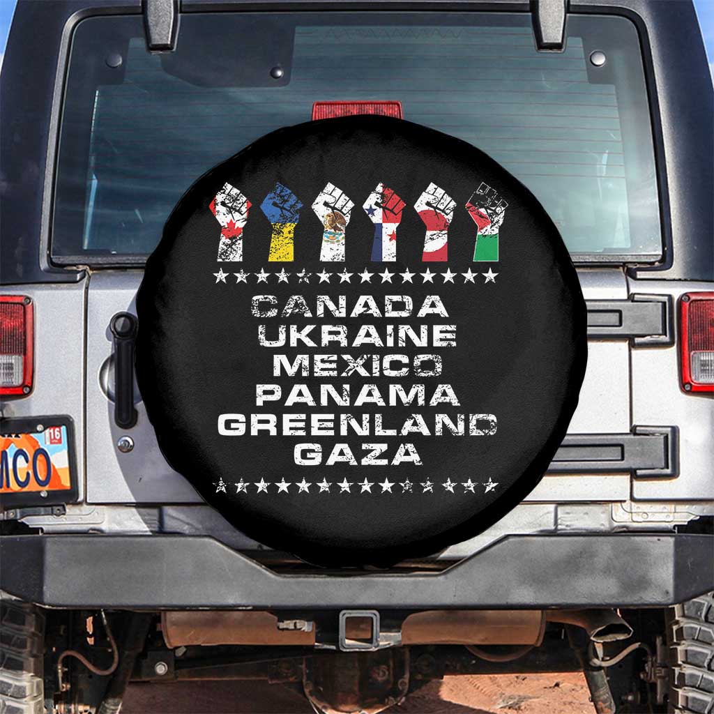 Canada Greenland Mexico Panama Gaza Ukraine Pride Spare Tire Cover Hand Fist