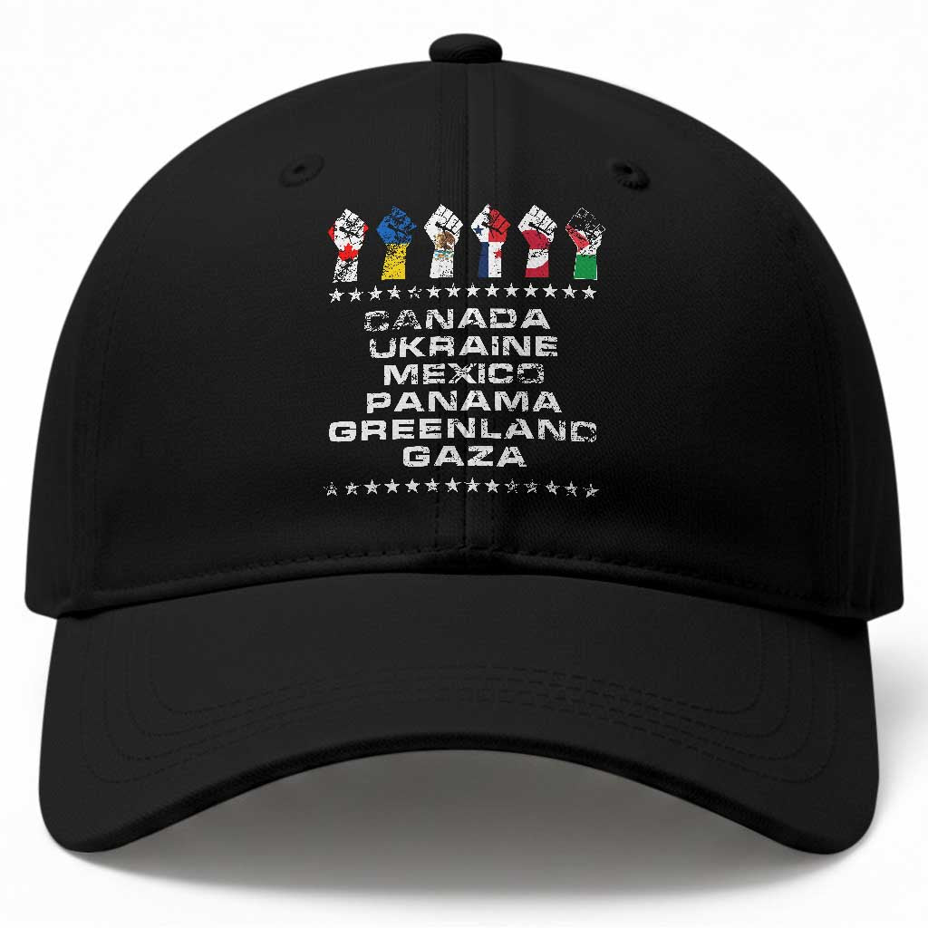 Canada Greenland Mexico Panama Gaza Ukraine Pride Baseball Cap Hand Fist