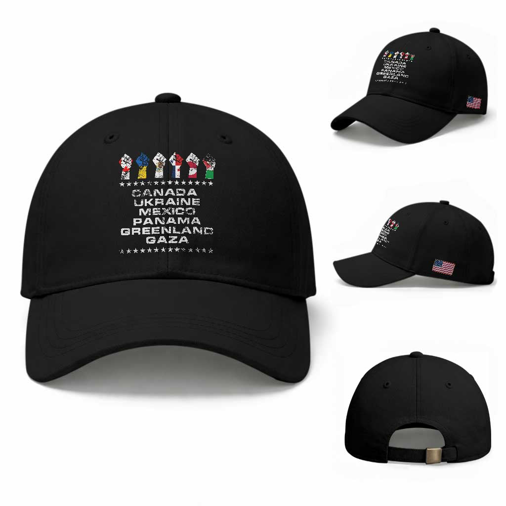 Canada Greenland Mexico Panama Gaza Ukraine Pride Baseball Cap Hand Fist