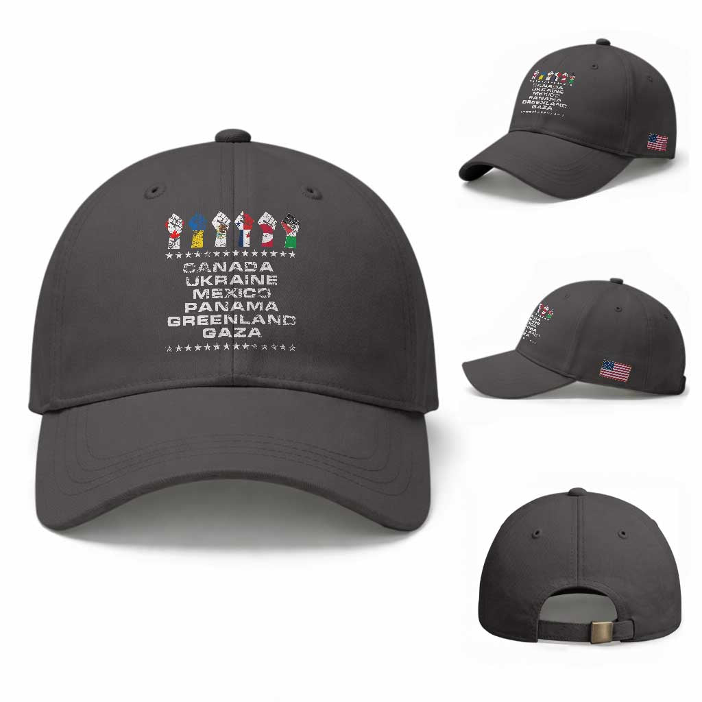 Canada Greenland Mexico Panama Gaza Ukraine Pride Baseball Cap Hand Fist