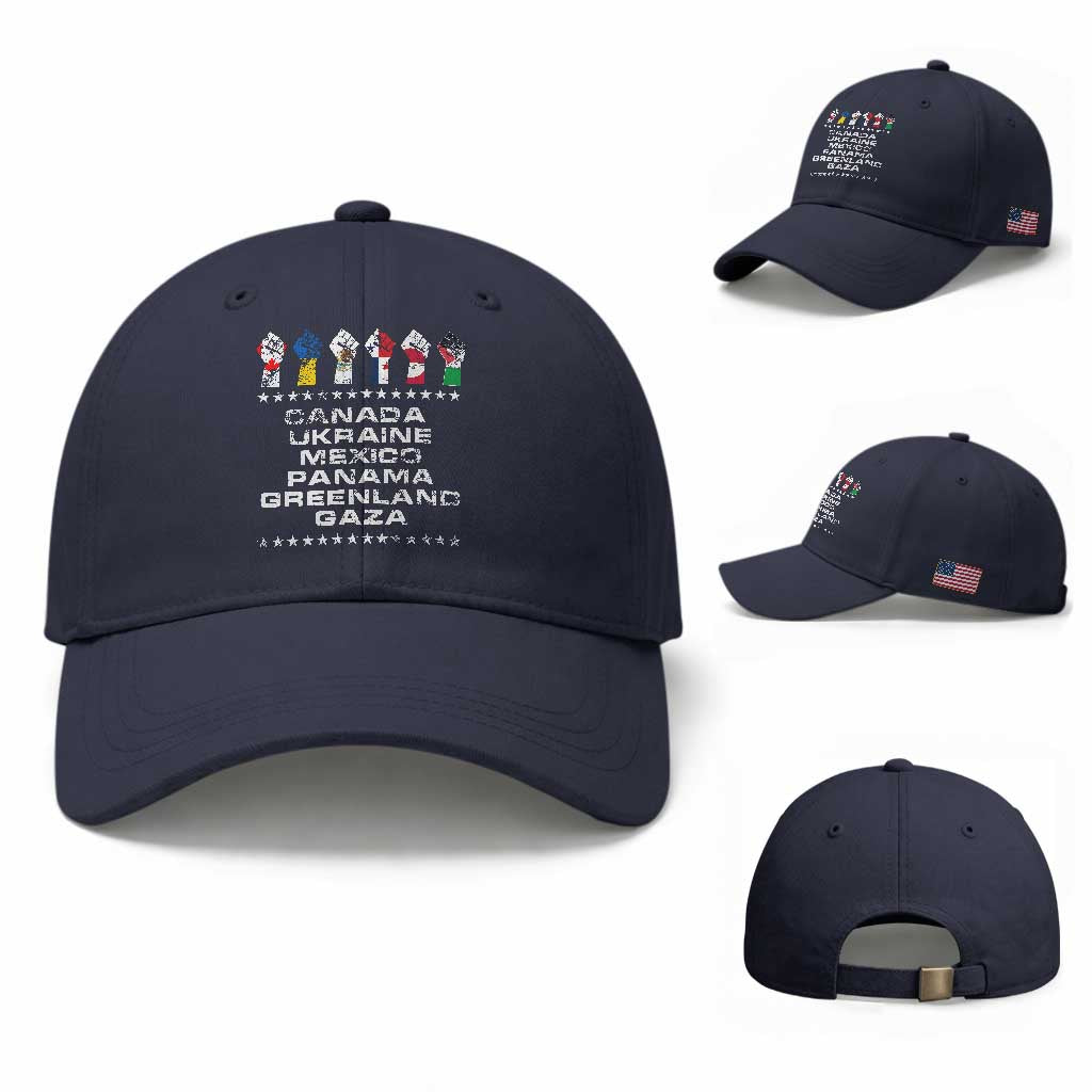 Canada Greenland Mexico Panama Gaza Ukraine Pride Baseball Cap Hand Fist