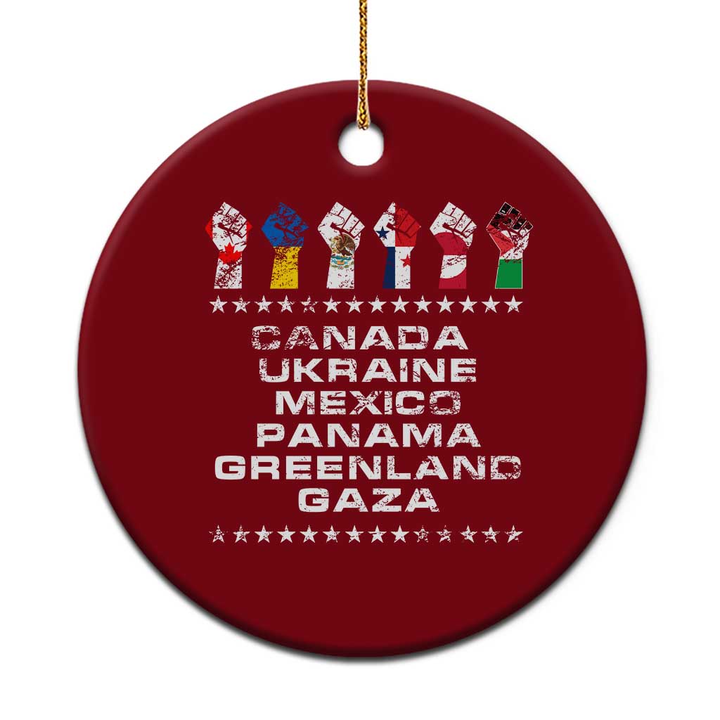 Canada Greenland Mexico Panama Gaza Ukraine Pride Ceramic Ornament Hand Fist - Wonder Print Shop