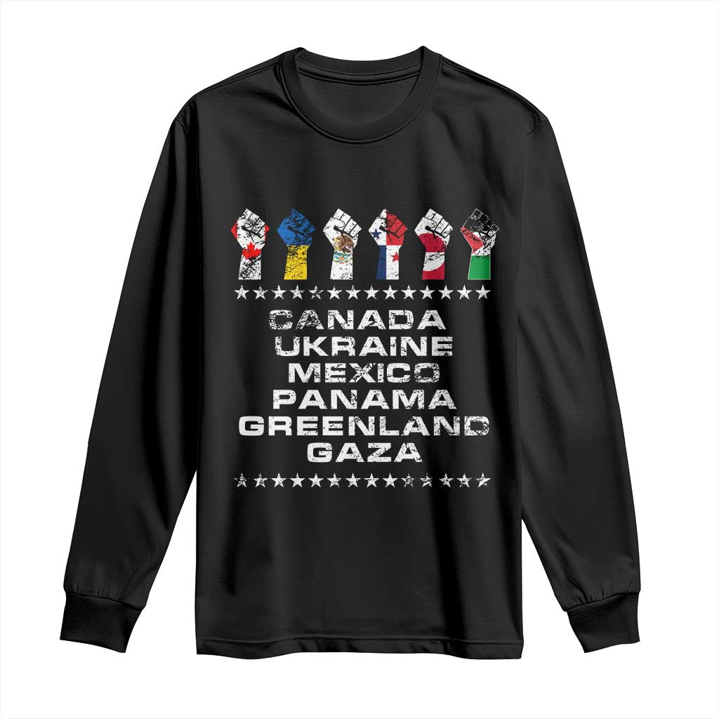 Canada Greenland Mexico Panama Gaza Ukraine Pride Long Sleeve Shirt Hand Fist