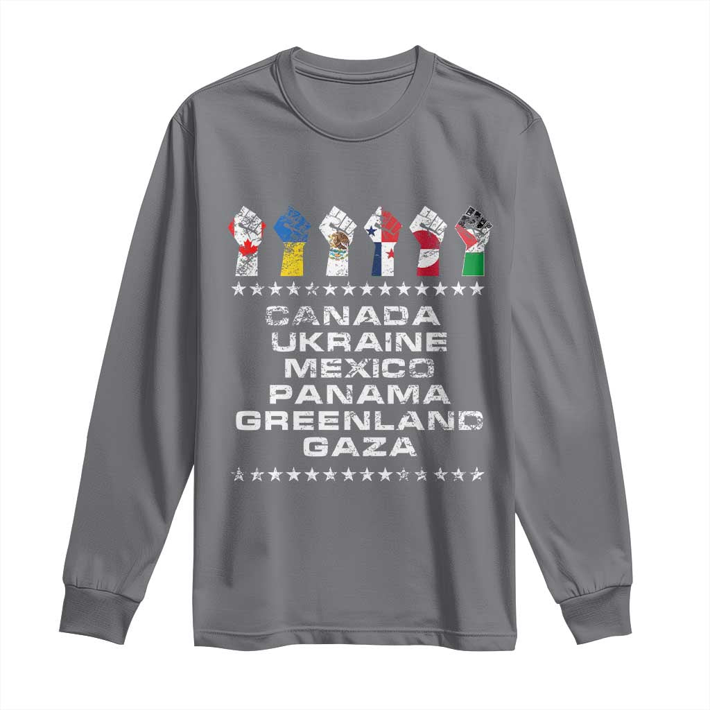 Canada Greenland Mexico Panama Gaza Ukraine Pride Long Sleeve Shirt Hand Fist
