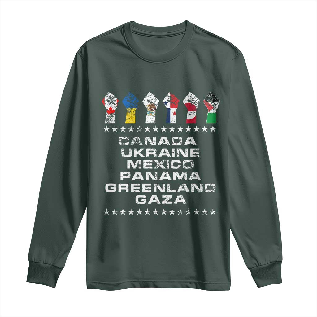 Canada Greenland Mexico Panama Gaza Ukraine Pride Long Sleeve Shirt Hand Fist