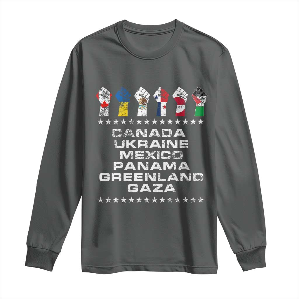 Canada Greenland Mexico Panama Gaza Ukraine Pride Long Sleeve Shirt Hand Fist