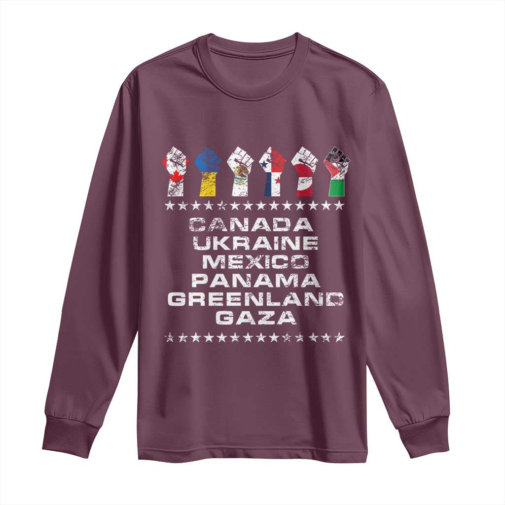 Canada Greenland Mexico Panama Gaza Ukraine Pride Long Sleeve Shirt Hand Fist