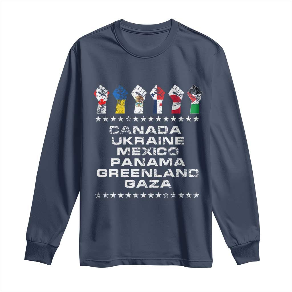 Canada Greenland Mexico Panama Gaza Ukraine Pride Long Sleeve Shirt Hand Fist