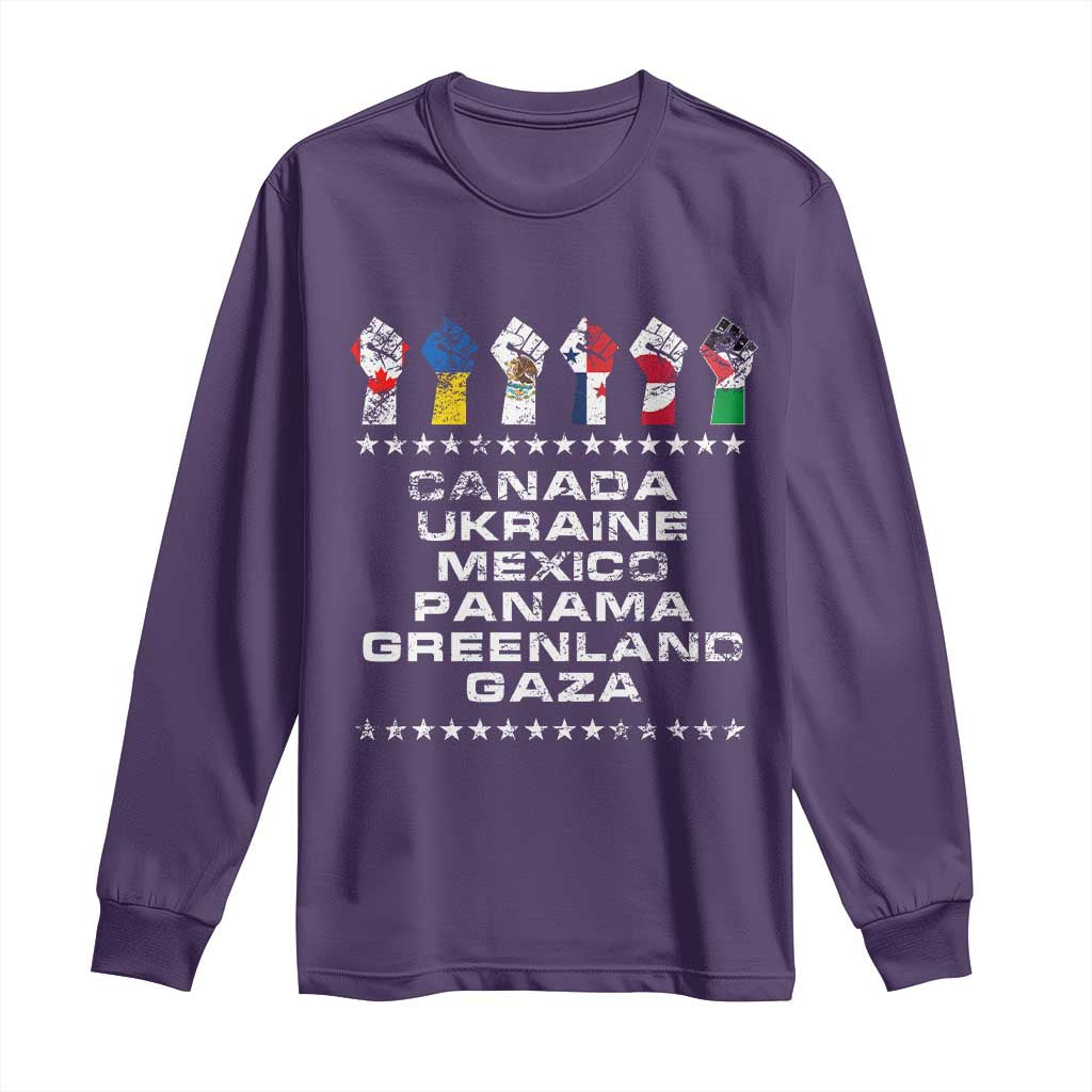 Canada Greenland Mexico Panama Gaza Ukraine Pride Long Sleeve Shirt Hand Fist