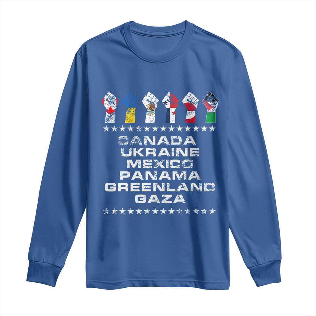Canada Greenland Mexico Panama Gaza Ukraine Pride Long Sleeve Shirt Hand Fist