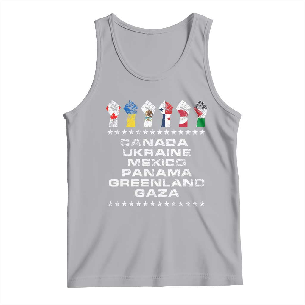 Canada Greenland Mexico Panama Gaza Ukraine Pride Tank Top Hand Fist