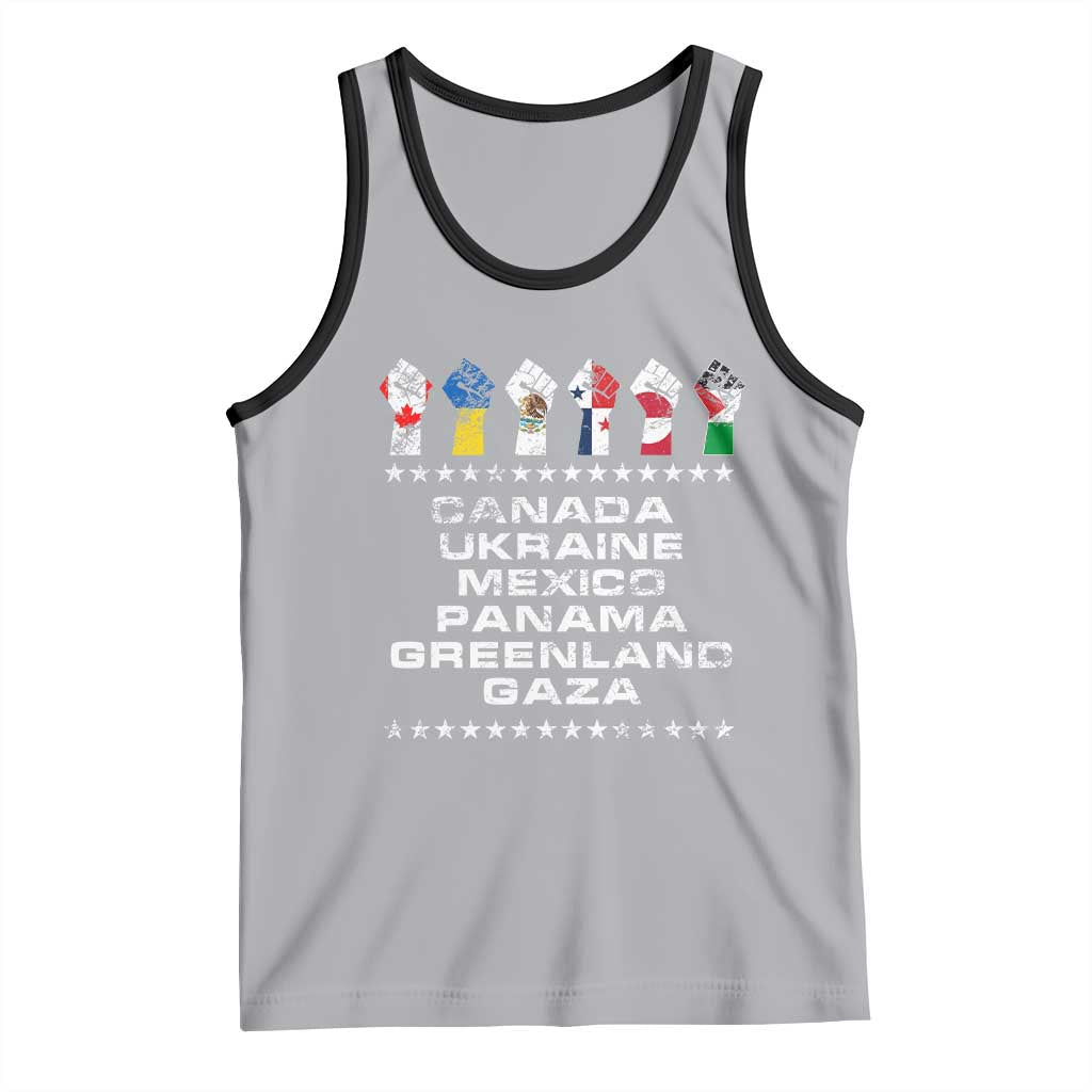 Canada Greenland Mexico Panama Gaza Ukraine Pride Tank Top Hand Fist