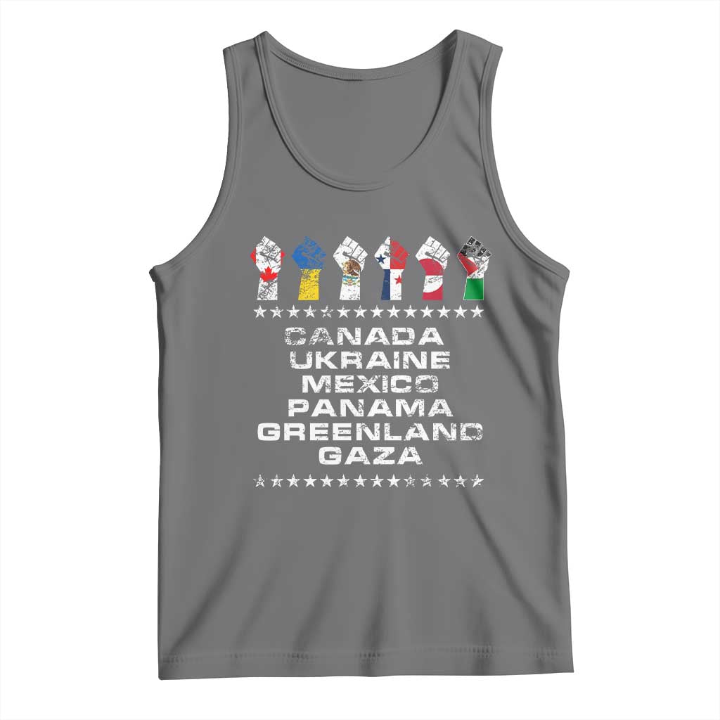 Canada Greenland Mexico Panama Gaza Ukraine Pride Tank Top Hand Fist