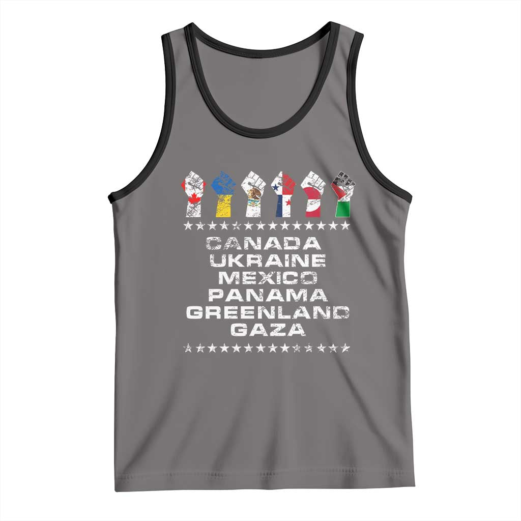 Canada Greenland Mexico Panama Gaza Ukraine Pride Tank Top Hand Fist