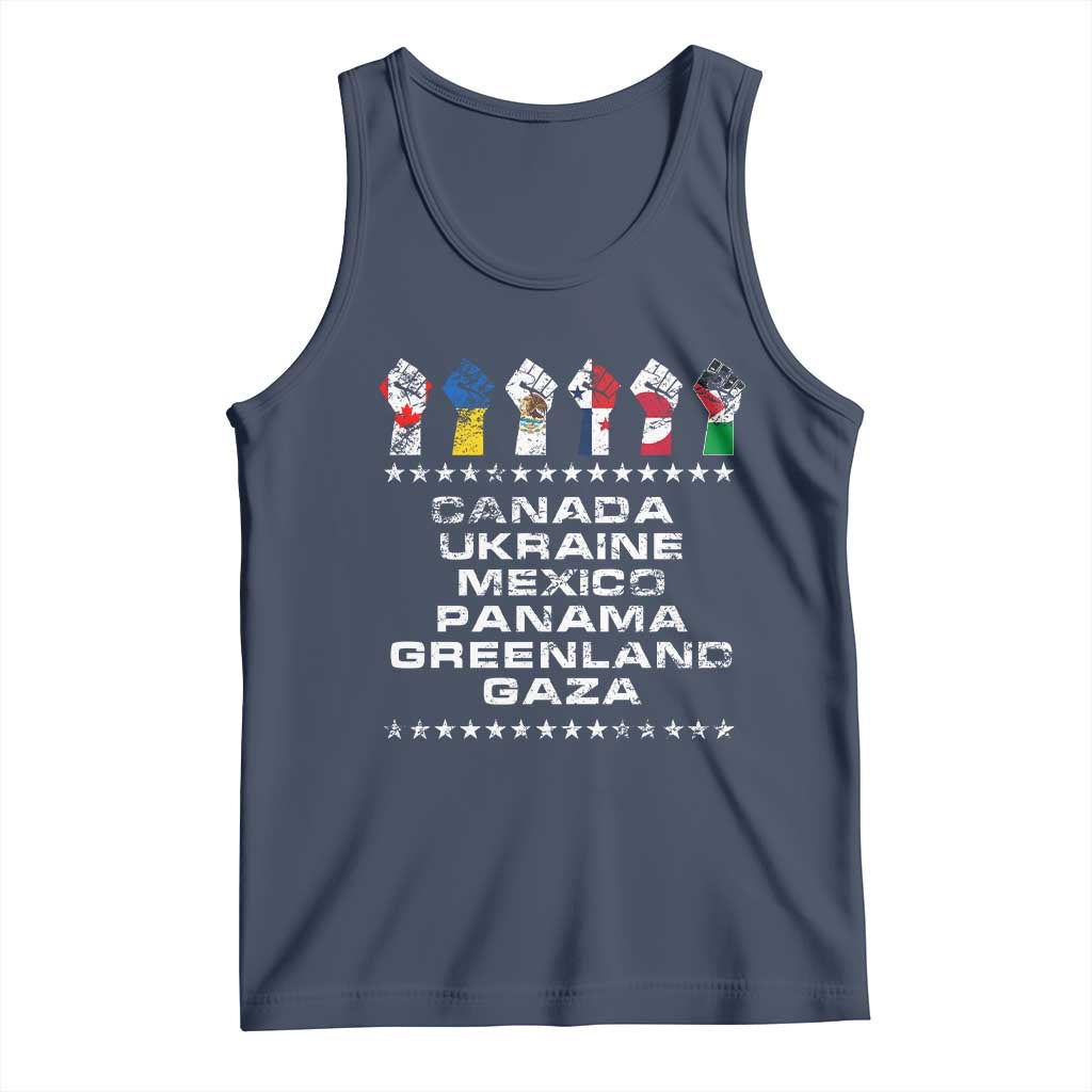 Canada Greenland Mexico Panama Gaza Ukraine Pride Tank Top Hand Fist