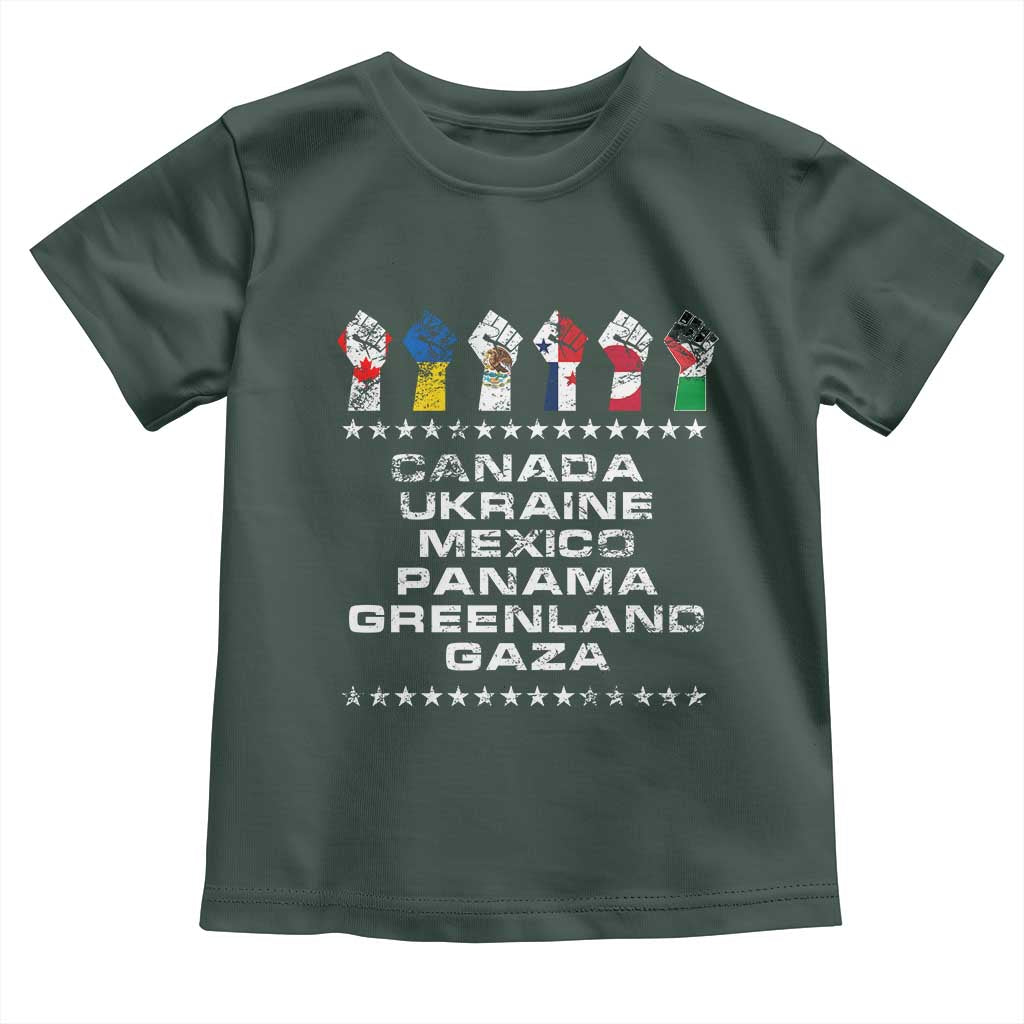 Canada Greenland Mexico Panama Gaza Ukraine Pride Toddler T Shirt Hand Fist