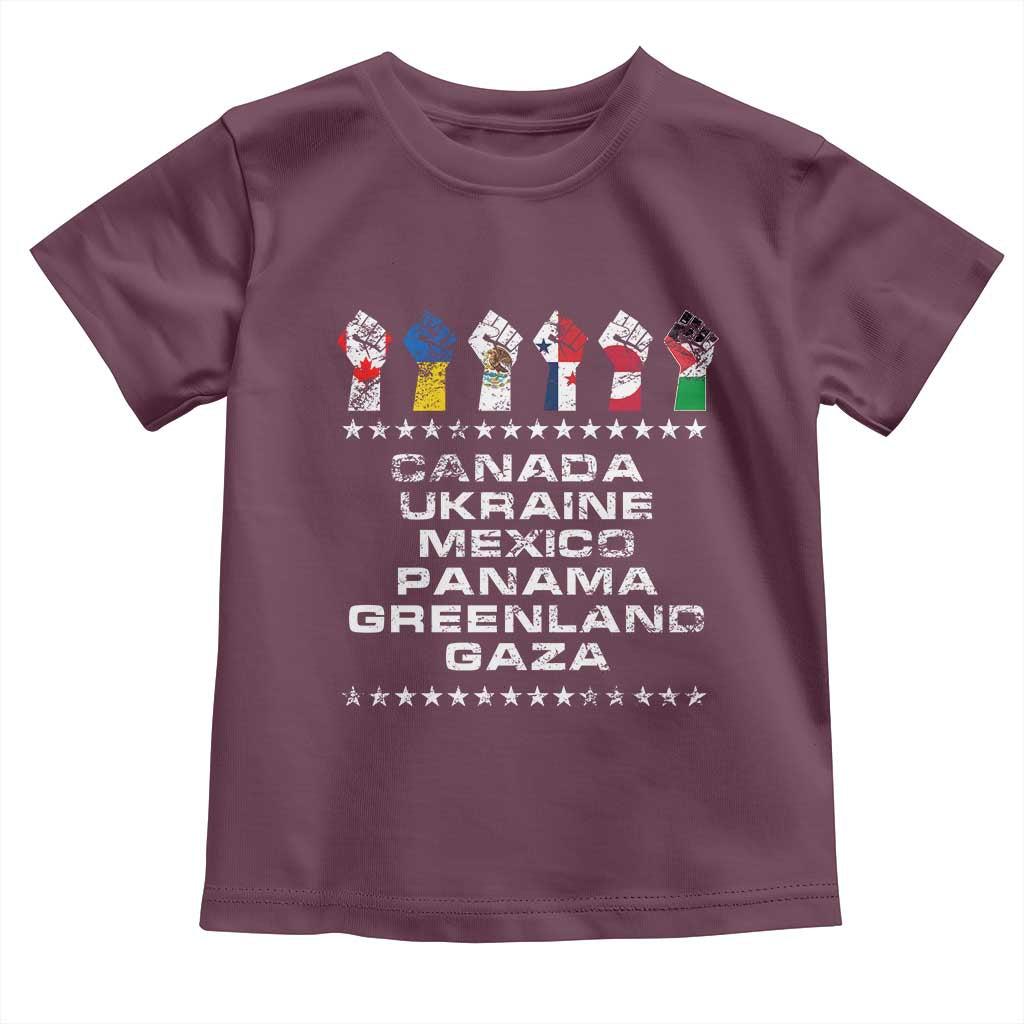 Canada Greenland Mexico Panama Gaza Ukraine Pride Toddler T Shirt Hand Fist