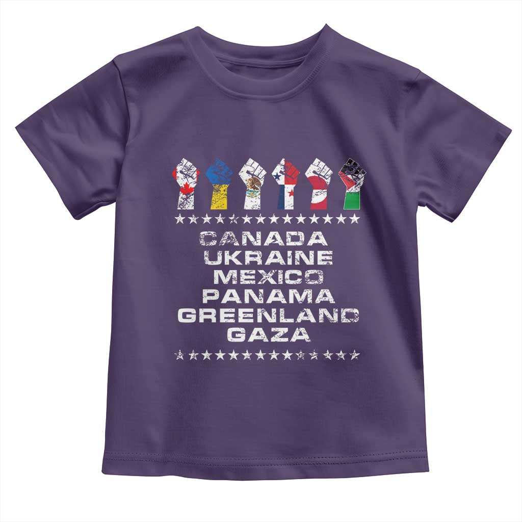 Canada Greenland Mexico Panama Gaza Ukraine Pride Toddler T Shirt Hand Fist