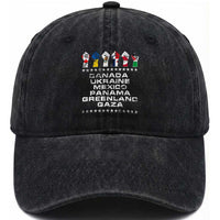 Canada Greenland Mexico Panama Gaza Ukraine Pride Washed Cotton Baseball Cap Hand Fist