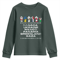 Canada Greenland Mexico Panama Gaza Ukraine Pride Youth Sweatshirt Hand Fist