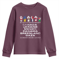 Canada Greenland Mexico Panama Gaza Ukraine Pride Youth Sweatshirt Hand Fist