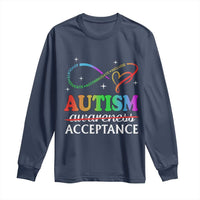 Autism Awareness Acceptance Long Sleeve Shirt Advocate Educate Accommodate Include Infinity Symbol