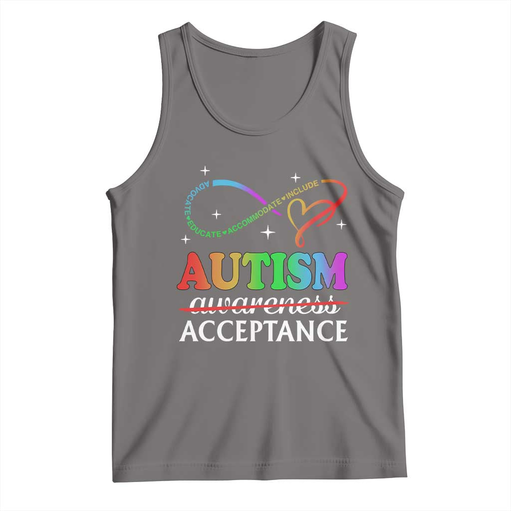 Autism Awareness Acceptance Tank Top Advocate Educate Accommodate Include Infinity Symbol