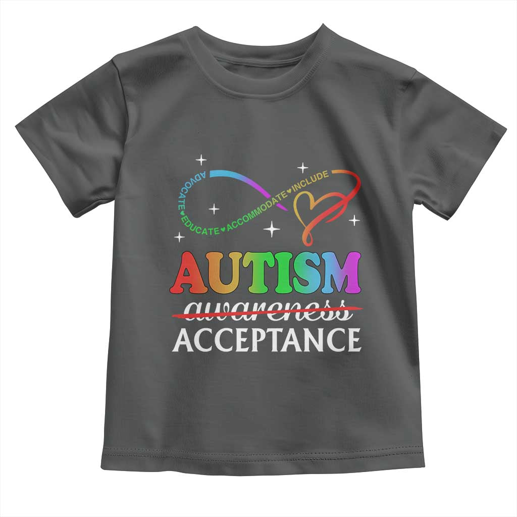 Autism Awareness Acceptance Toddler T Shirt Advocate Educate Accommodate Include Infinity Symbol
