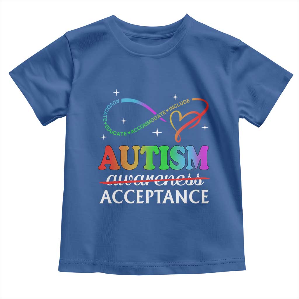 Autism Awareness Acceptance Toddler T Shirt Advocate Educate Accommodate Include Infinity Symbol