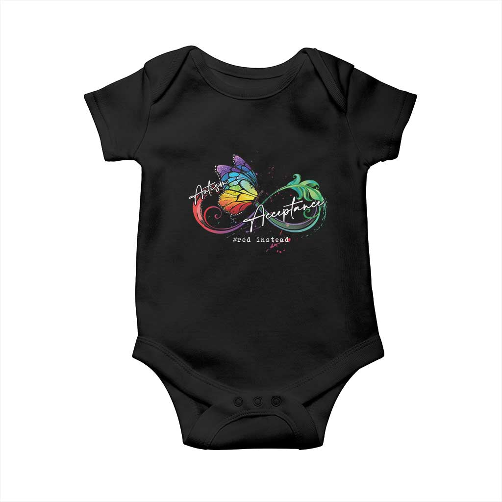 Autism Awareness Acceptance Red Instead Baby Onesie Infinity Symbol Rainbow Butterfly Feather