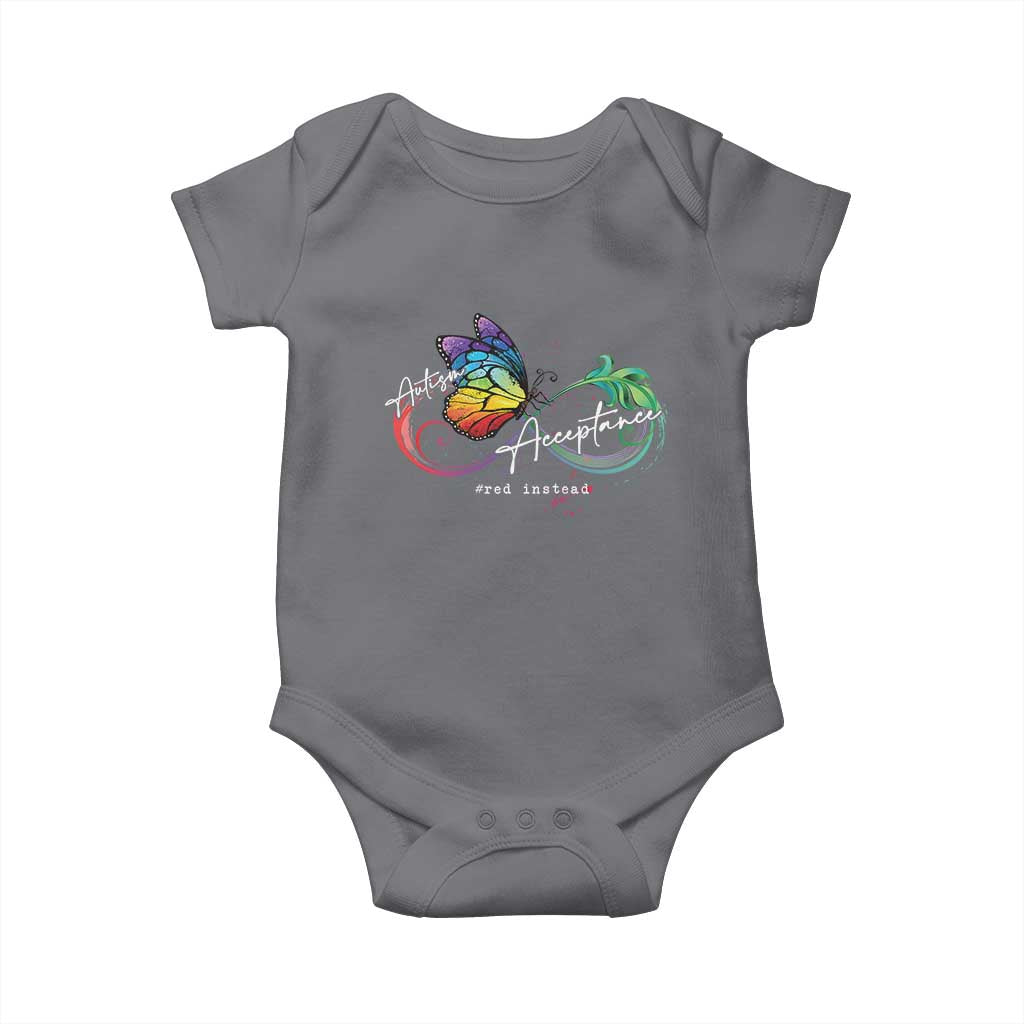 Autism Awareness Acceptance Red Instead Baby Onesie Infinity Symbol Rainbow Butterfly Feather