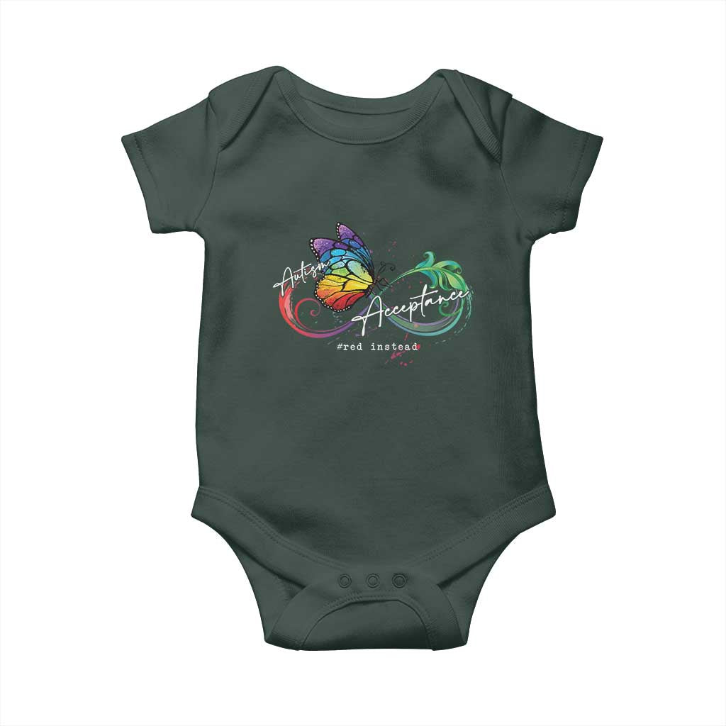 Autism Awareness Acceptance Red Instead Baby Onesie Infinity Symbol Rainbow Butterfly Feather