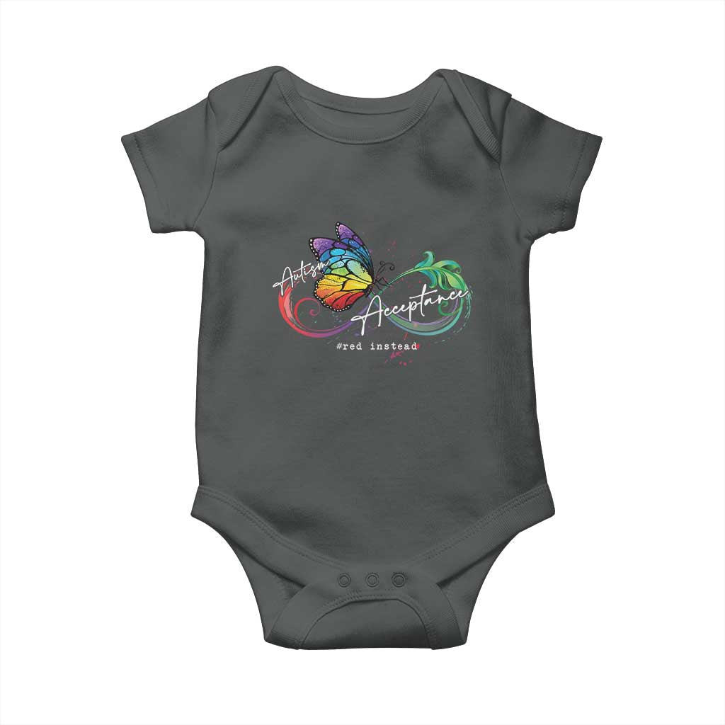 Autism Awareness Acceptance Red Instead Baby Onesie Infinity Symbol Rainbow Butterfly Feather