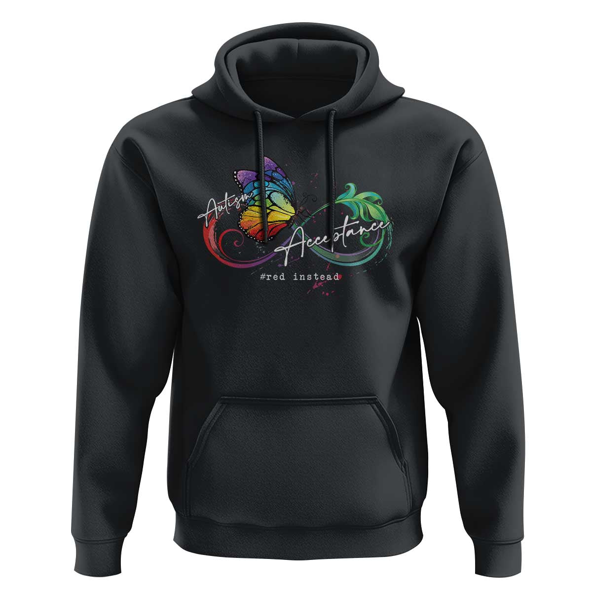 Autism Awareness Acceptance Red Instead Hoodie Infinity Symbol Rainbow Butterfly Feather