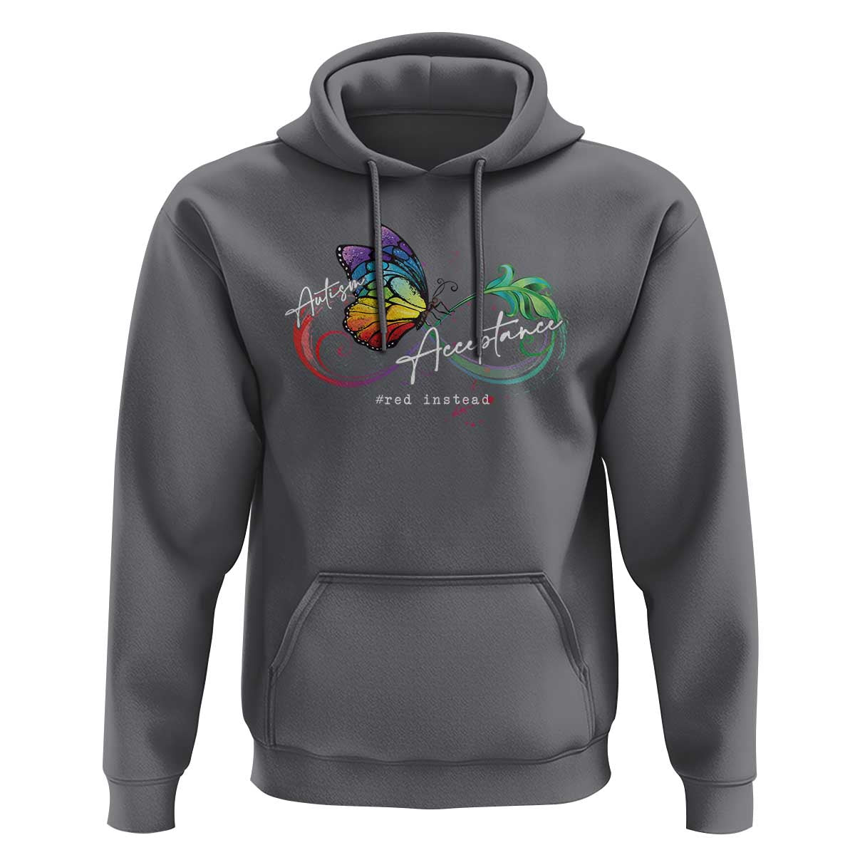 Autism Awareness Acceptance Red Instead Hoodie Infinity Symbol Rainbow Butterfly Feather