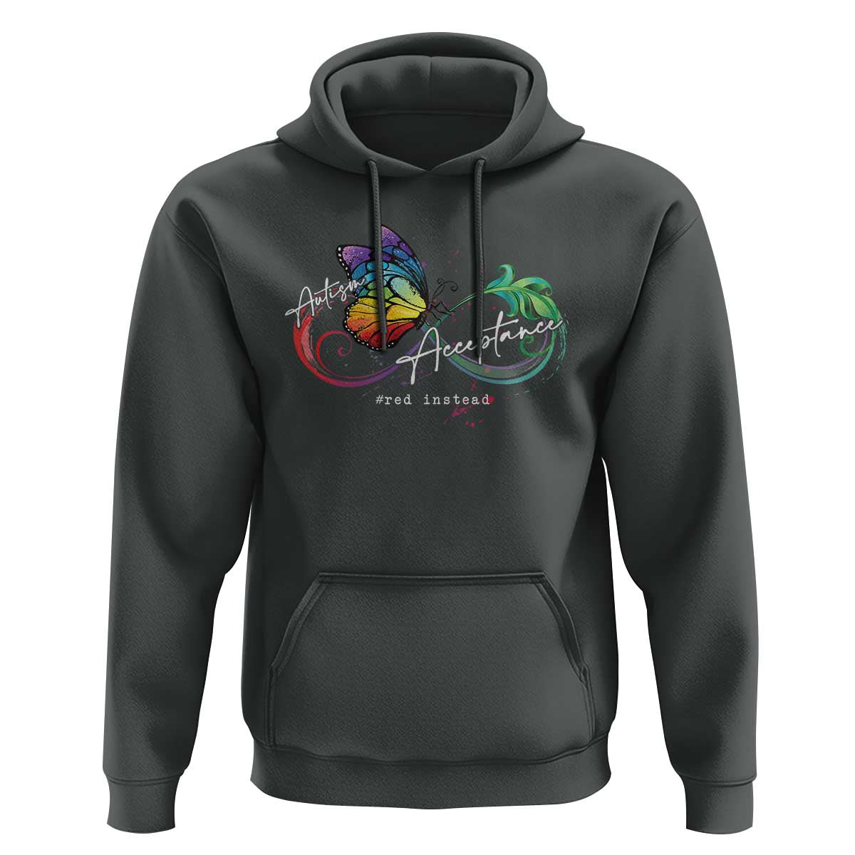 Autism Awareness Acceptance Red Instead Hoodie Infinity Symbol Rainbow Butterfly Feather