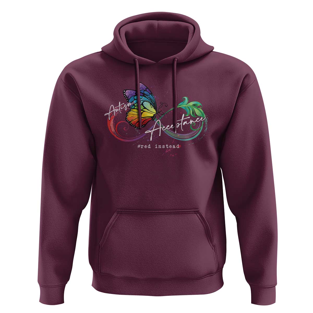 Autism Awareness Acceptance Red Instead Hoodie Infinity Symbol Rainbow Butterfly Feather