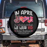 Autism Awareness Acceptance Red Instead Spare Tire Cover In April We Wear Red Peace Love Puzzle