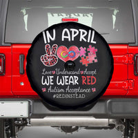 Autism Awareness Acceptance Red Instead Spare Tire Cover In April We Wear Red Peace Love Puzzle