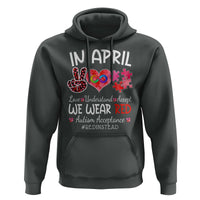 Autism Awareness Acceptance Red Instead Hoodie In April We Wear Red Peace Love Puzzle