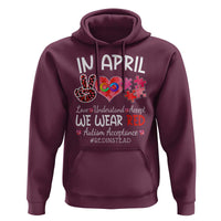 Autism Awareness Acceptance Red Instead Hoodie In April We Wear Red Peace Love Puzzle